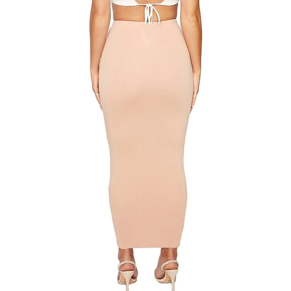 Naked Wardrobe Tan Maxi Pencil Skirt for Night Out - Picture 2 of 8